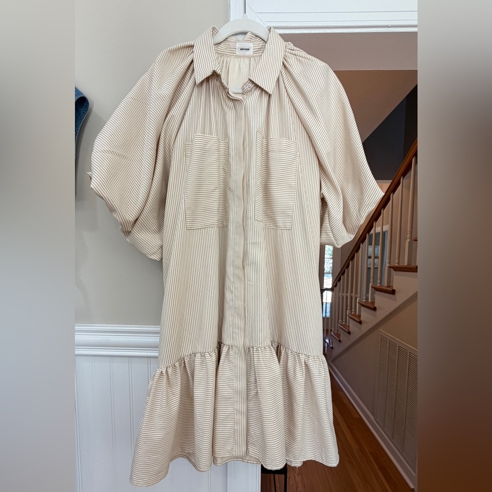 AUREUM Cream and Black pinstriped Dress